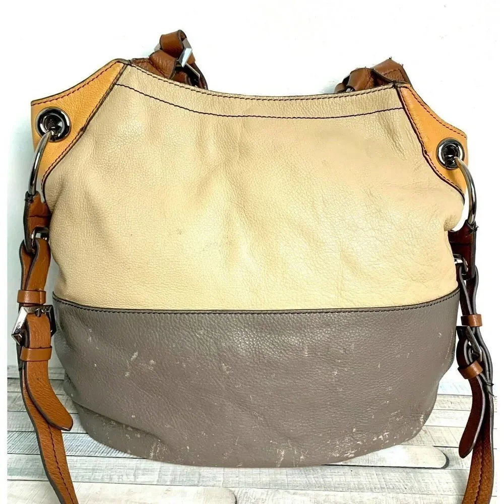 orYANY MULTI BEIGE GRAY GENUINE LEATHER MESSENGER X-BODY SHOULDER BAG HANDBAG